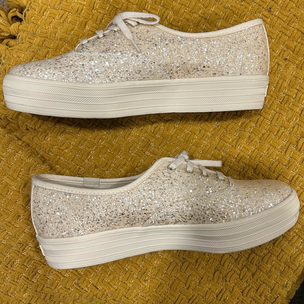 Keds Silver Glitter Platform Sneakers - 7.5
